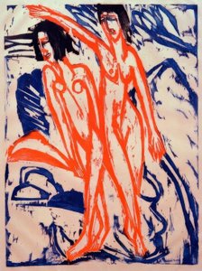 ビーチで2人の入浴者 作： Ernst Ludwig Kirchner
